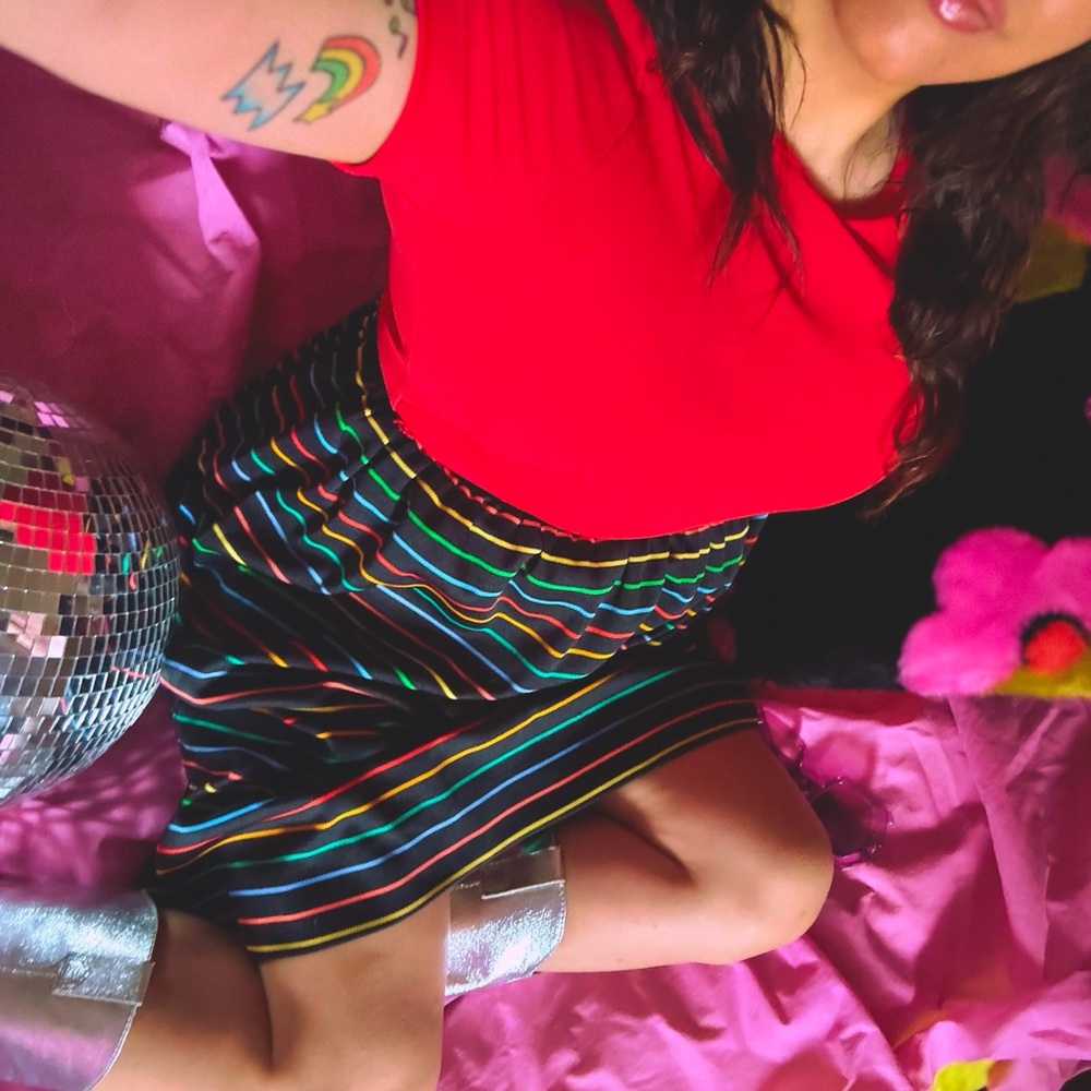 Vintage 70s Rainbow Striped Dress